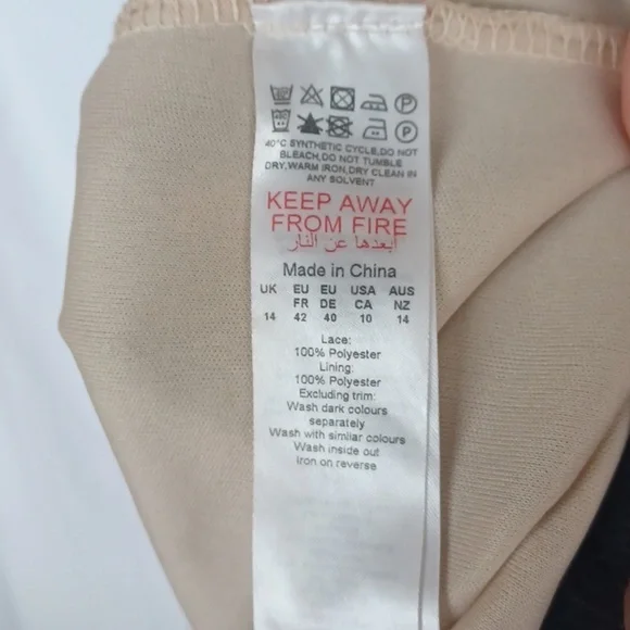 Boohoo Cream and Black Lace Dress, Sz 10, 19" PTP, 16" Waist, 33" L - Picture 8 of 8